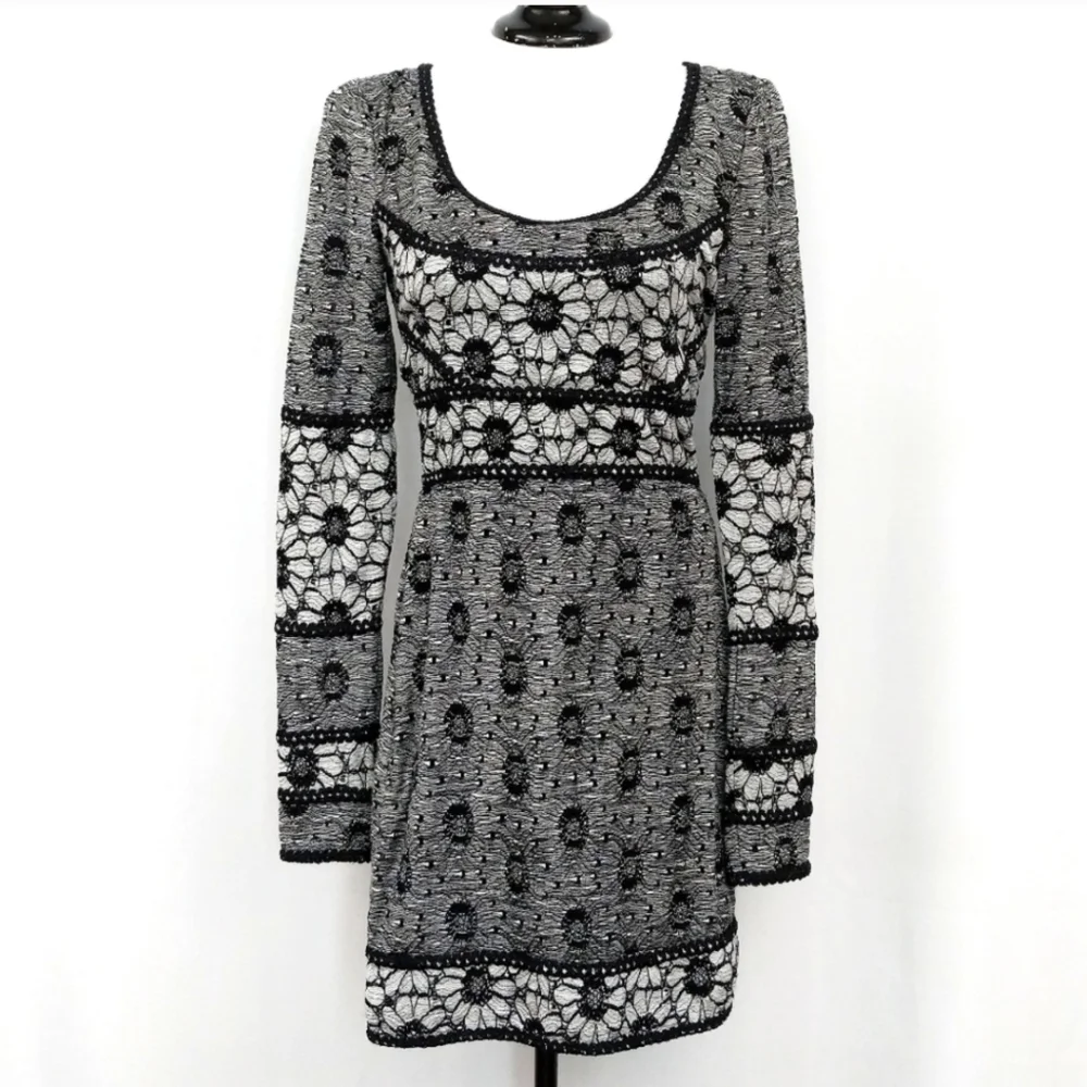 Free People Botanical Forest Dress Floral Lace Bodycon Boho Dark Coquette XS